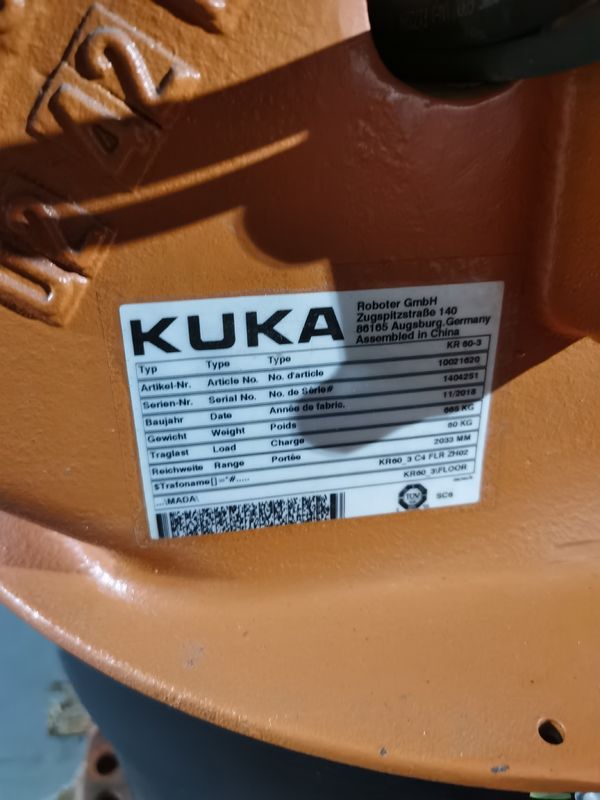 2033 Mm Reach KUKA KR60-3 60KG Payload Used KUKA Robots for Material Handling and Picking